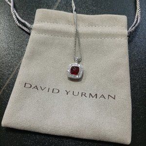 💖David Yurman💖 Petite Albion Pendant Necklace in Sterling Silver with Garnet